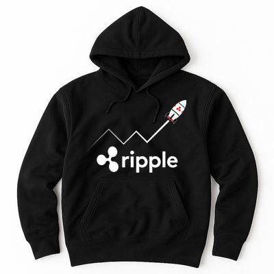Ripple XRP To the Moon Crypto Rocket Chart Hoodie