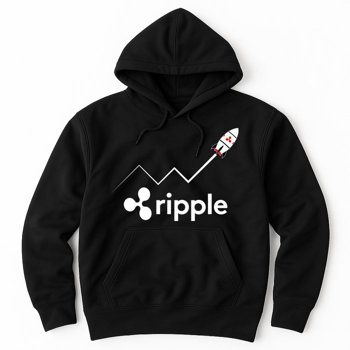 Ripple XRP To the Moon Crypto Rocket Chart Hoodie