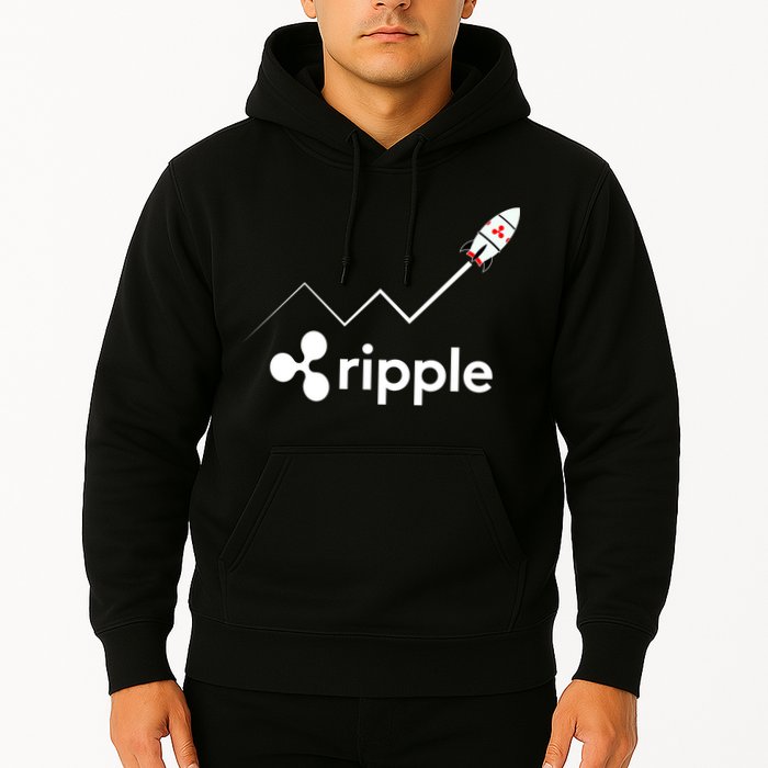 Ripple XRP To the Moon Crypto Rocket Chart Hoodie