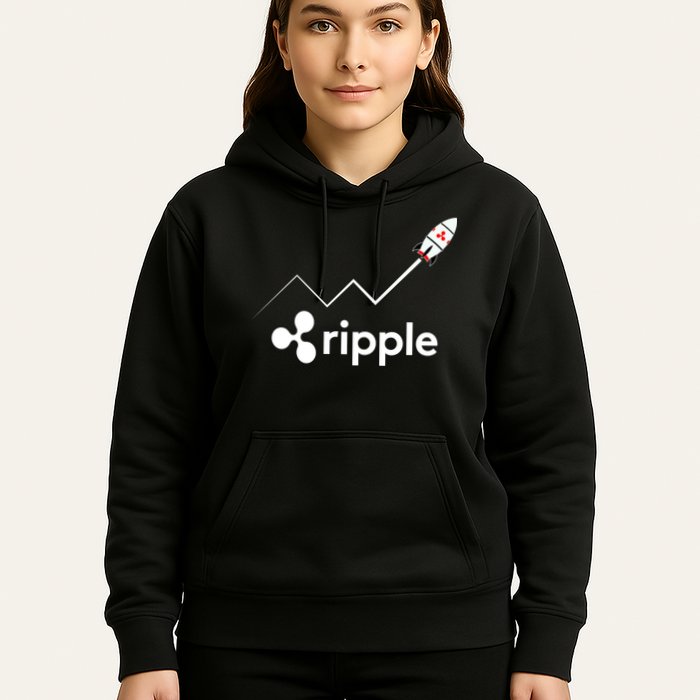 Ripple XRP To the Moon Crypto Rocket Chart Hoodie