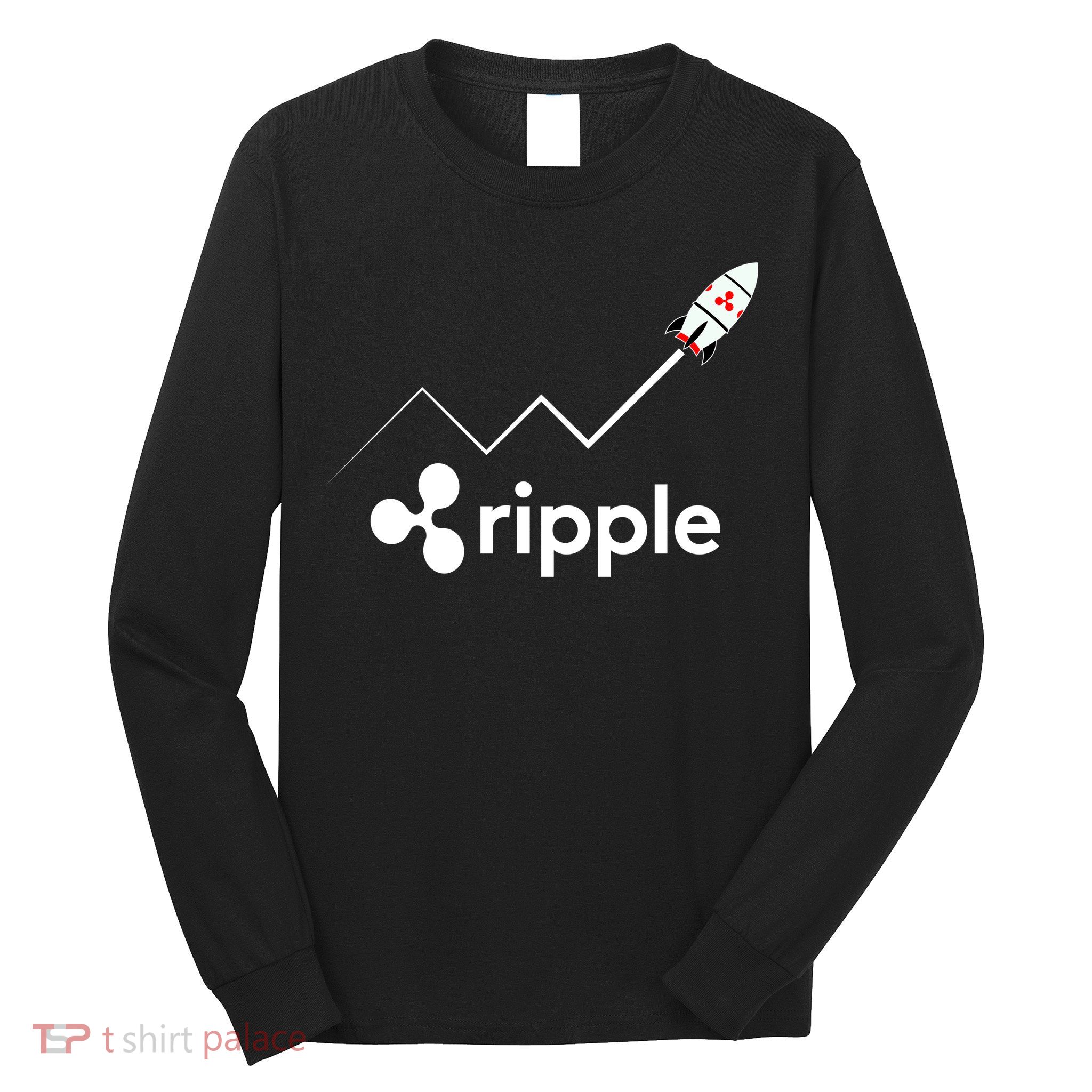 Ripple XRP To the Moon Crypto Rocket Chart Long Sleeve Shirt