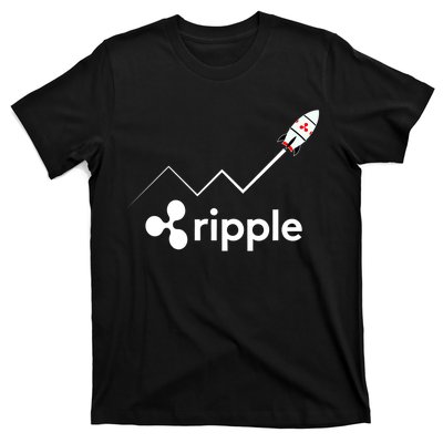 Ripple XRP To the Moon Crypto Rocket Chart T-Shirt