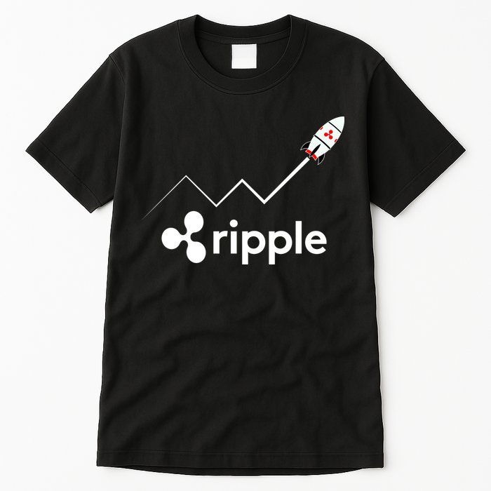 Ripple XRP To the Moon Crypto Rocket Chart Tall T-Shirt