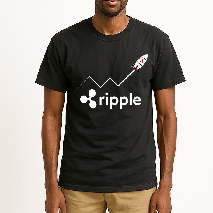 Ripple XRP To the Moon Crypto Rocket Chart Tall T-Shirt
