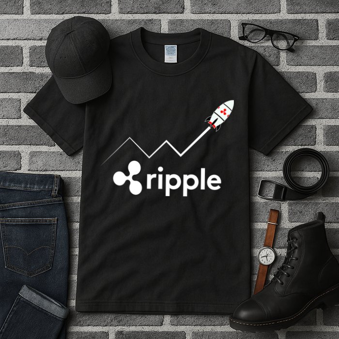 Ripple XRP To the Moon Crypto Rocket Chart Tall T-Shirt