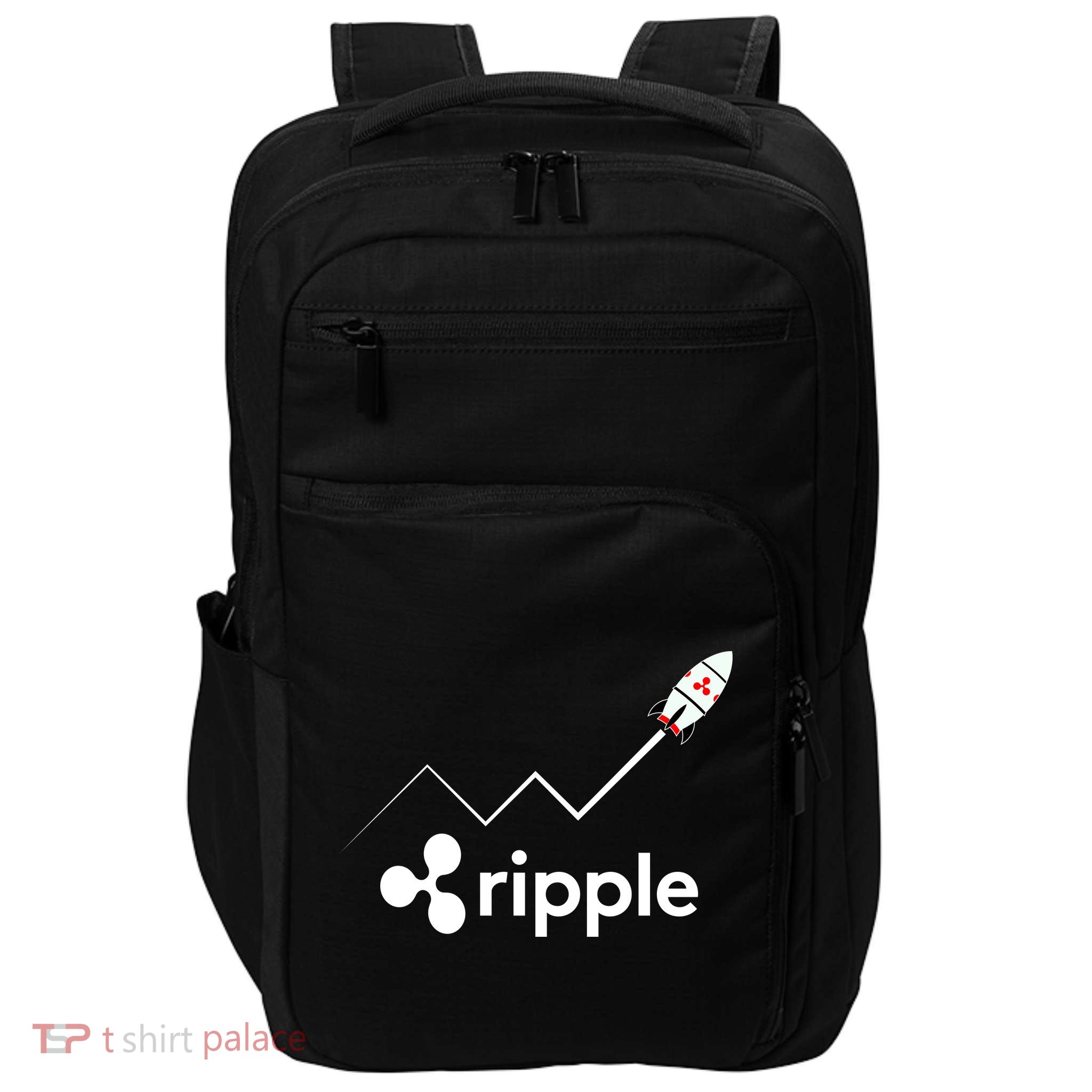 Ripple XRP To the Moon Crypto Rocket Chart Impact Tech Backpack