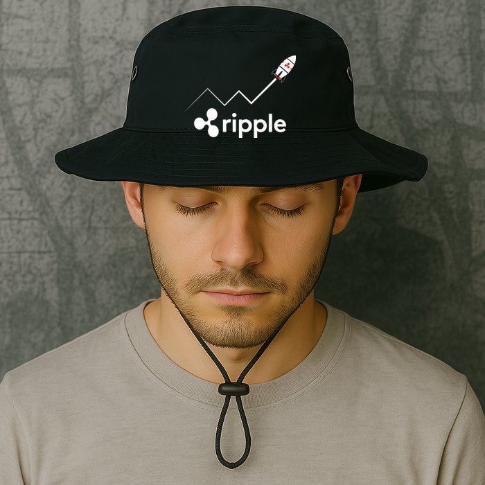 Ripple XRP To the Moon Crypto Rocket Chart Bucket Hat