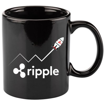 Ripple XRP To the Moon Crypto Rocket Chart 11oz C Handle Ceramic Mug