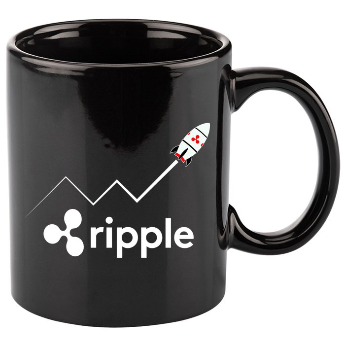 Ripple XRP To the Moon Crypto Rocket Chart 11oz C Handle Ceramic Mug