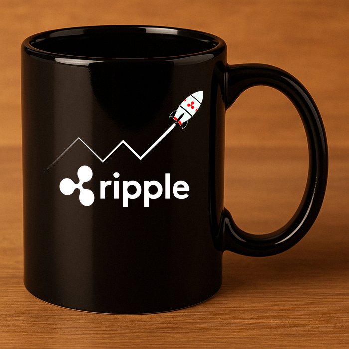 Ripple XRP To the Moon Crypto Rocket Chart 11oz C Handle Ceramic Mug