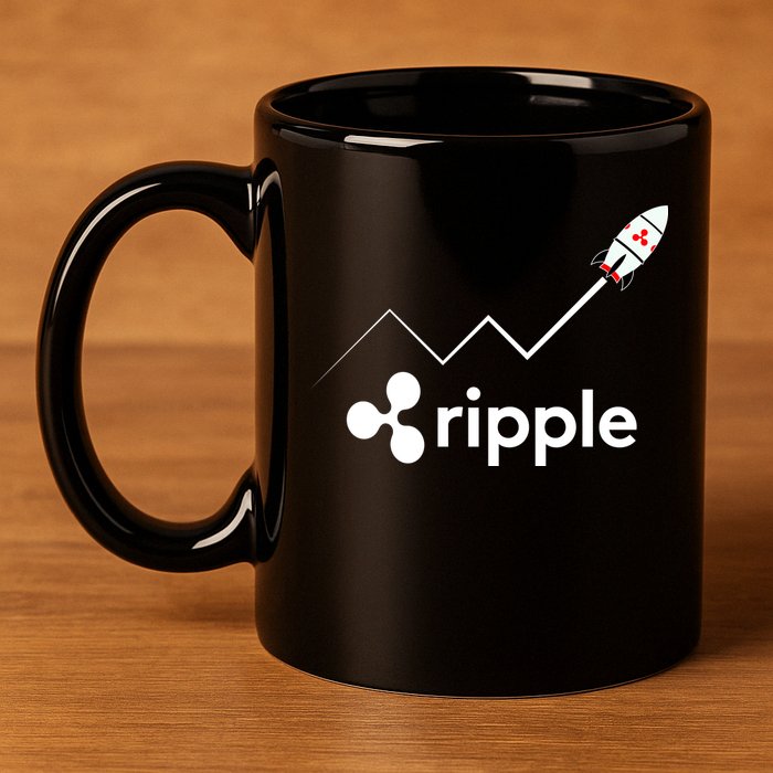 Ripple XRP To the Moon Crypto Rocket Chart 11oz C Handle Ceramic Mug