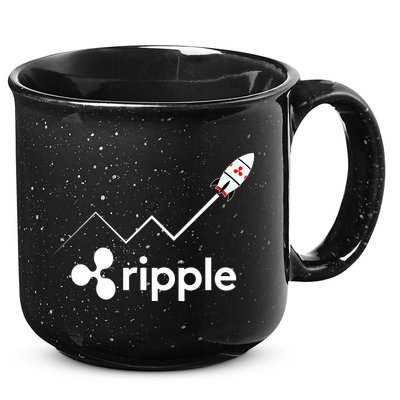 Ripple XRP To the Moon Crypto Rocket Chart 15oz Campfire Ceramic Mug