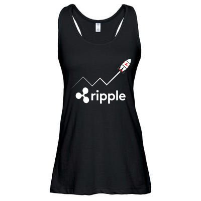 Ripple XRP To the Moon Crypto Rocket Chart Ladies Essential Flowy Tank