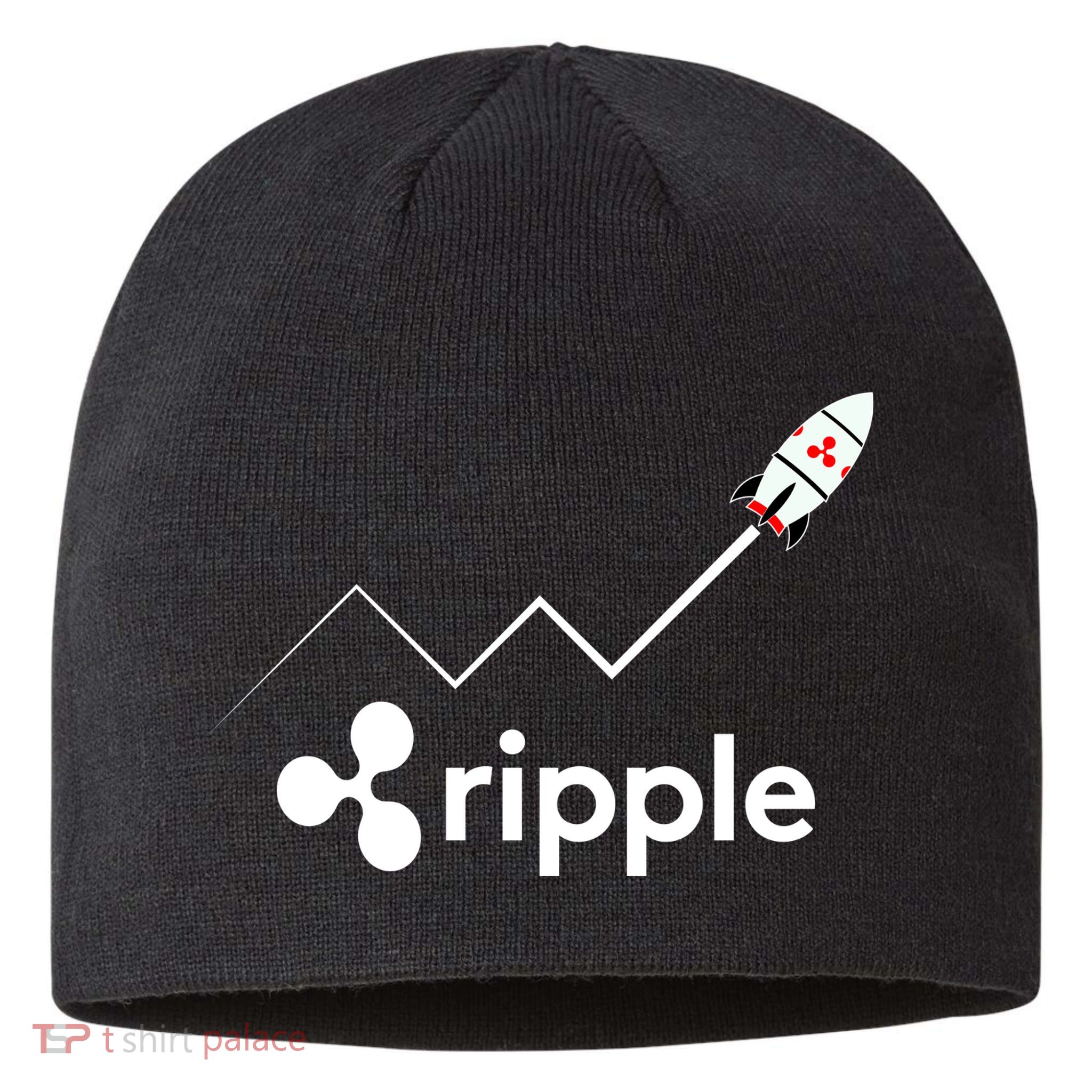 Ripple XRP To the Moon Crypto Rocket Chart Sustainable Beanie