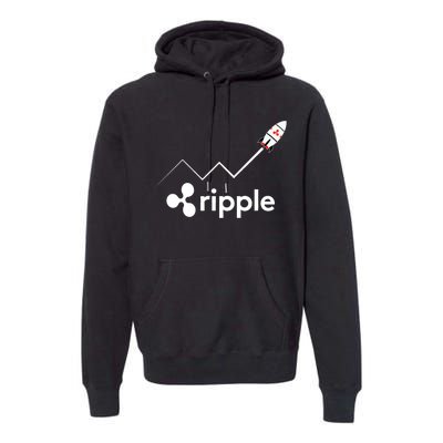 Ripple XRP To the Moon Crypto Rocket Chart Premium Hoodie