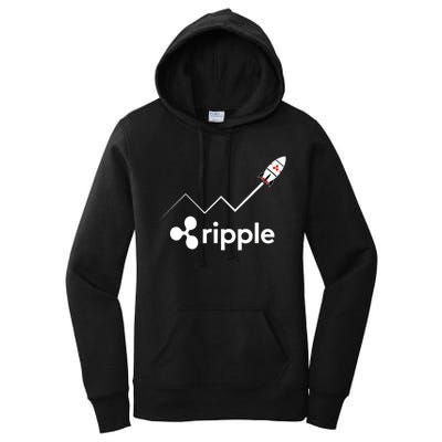 Ripple XRP To the Moon Crypto Rocket Chart Women's Pullover Hoodie