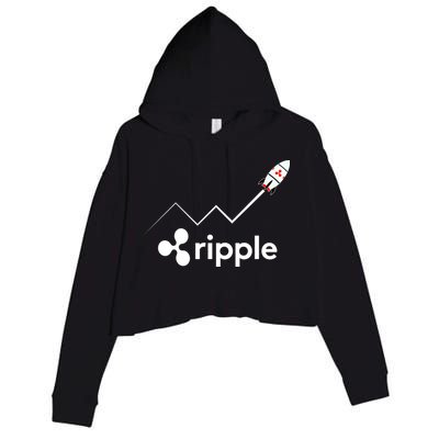 Ripple XRP To the Moon Crypto Rocket Chart Crop Fleece Hoodie