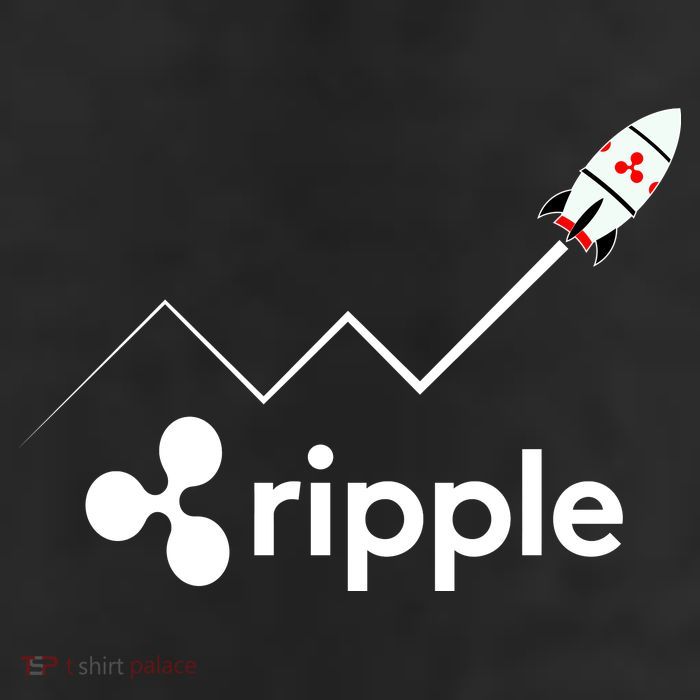 Ripple XRP To the Moon Crypto Rocket Chart Crop Fleece Hoodie