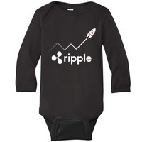 Ripple XRP To the Moon Crypto Rocket Chart Baby Long Sleeve Bodysuit