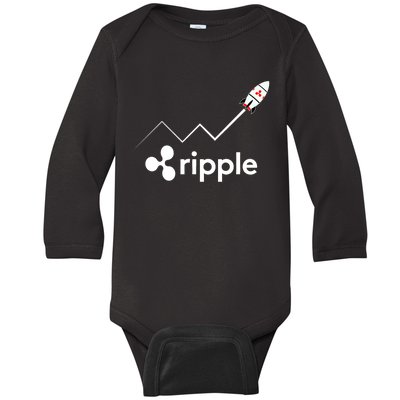 Ripple XRP To the Moon Crypto Rocket Chart Baby Long Sleeve Bodysuit