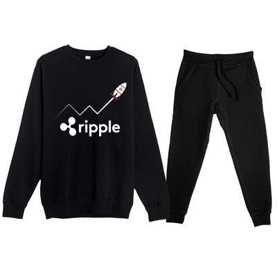 Ripple XRP To the Moon Crypto Rocket Chart Premium Crewneck Sweatsuit Set