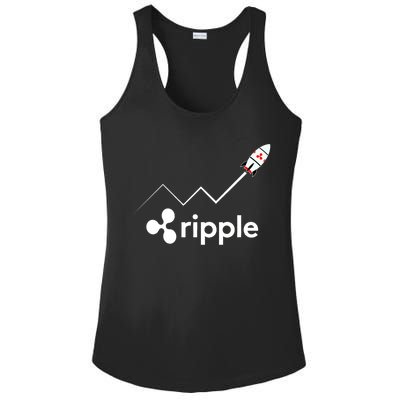 Ripple XRP To the Moon Crypto Rocket Chart Ladies PosiCharge Competitor Racerback Tank