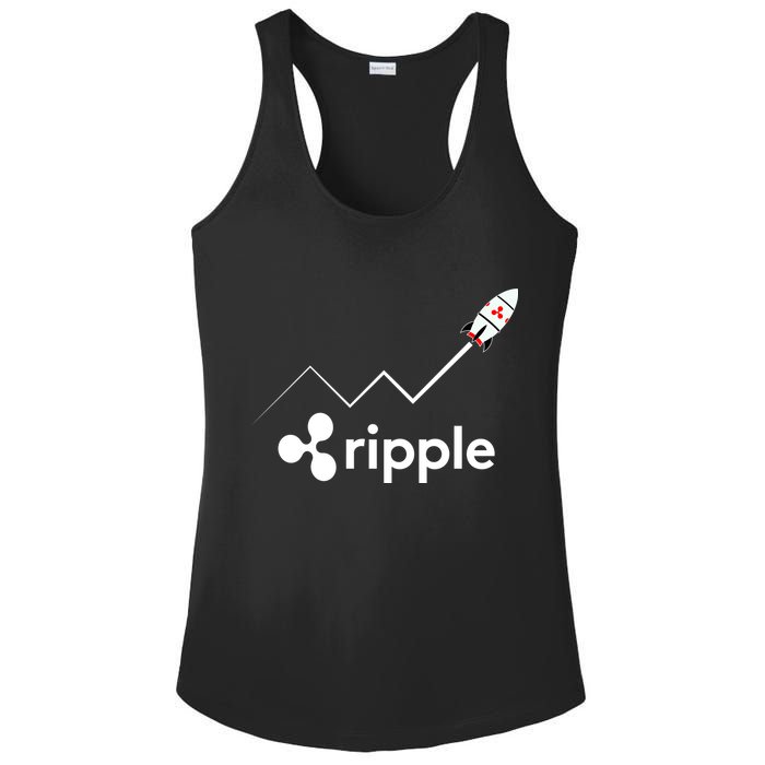 Ripple XRP To the Moon Crypto Rocket Chart Ladies PosiCharge Competitor Racerback Tank