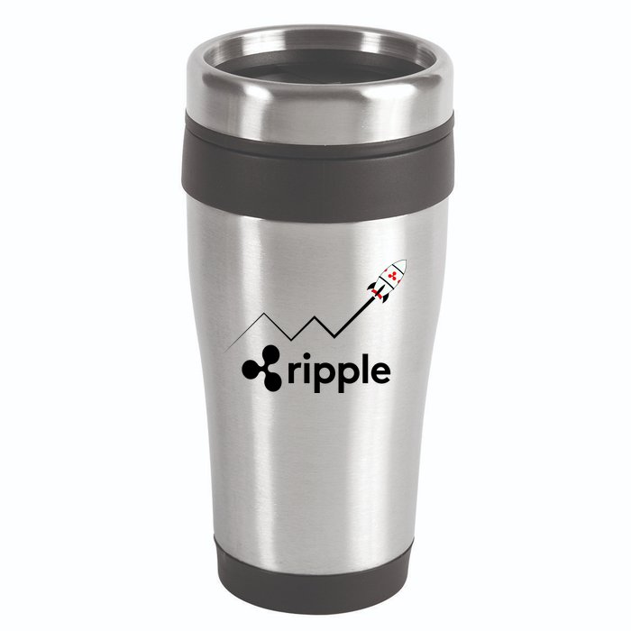 Ripple XRP To the Moon Crypto Rocket Chart 16oz Travel Tumbler