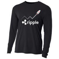 Ripple XRP To the Moon Crypto Rocket Chart Cooling Performance Long Sleeve Crew