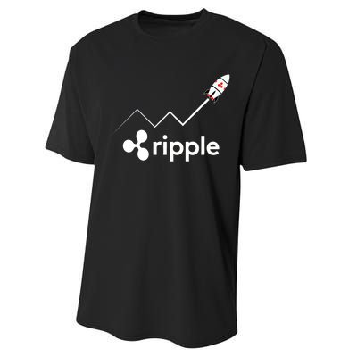 Ripple XRP To the Moon Crypto Rocket Chart Performance Sprint T-Shirt