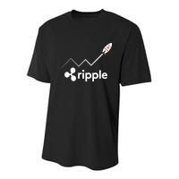 Ripple XRP To the Moon Crypto Rocket Chart Youth Performance Sprint T-Shirt