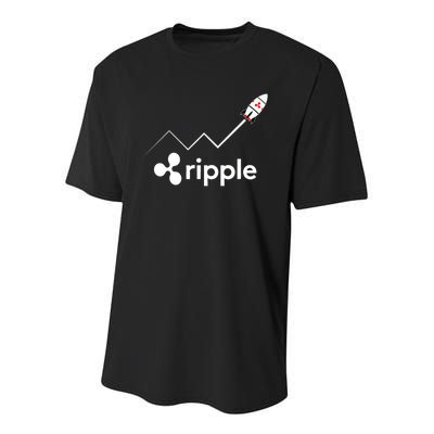 Ripple XRP To the Moon Crypto Rocket Chart Youth Performance Sprint T-Shirt