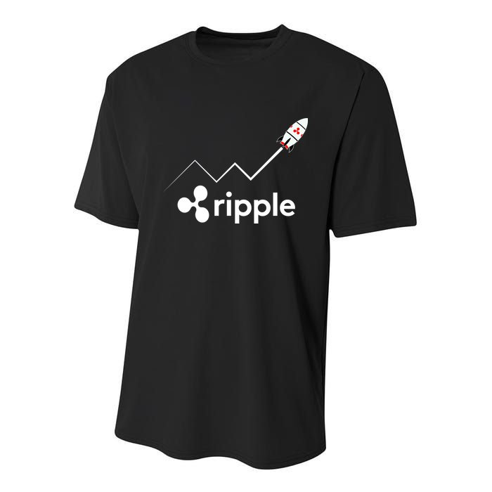 Ripple XRP To the Moon Crypto Rocket Chart Youth Performance Sprint T-Shirt