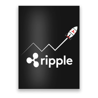 Ripple XRP To the Moon Crypto Rocket Chart Poster