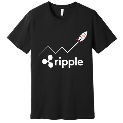 Ripple XRP To the Moon Crypto Rocket Chart Premium T-Shirt