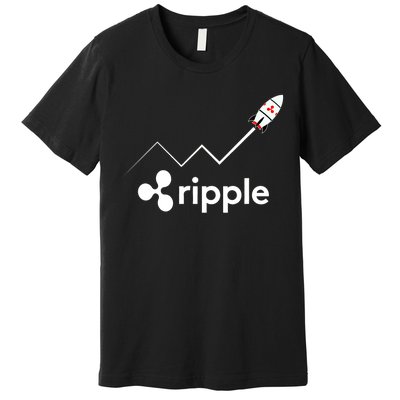 Ripple XRP To the Moon Crypto Rocket Chart Premium T-Shirt