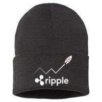 Ripple XRP To the Moon Crypto Rocket Chart Sustainable Knit Beanie