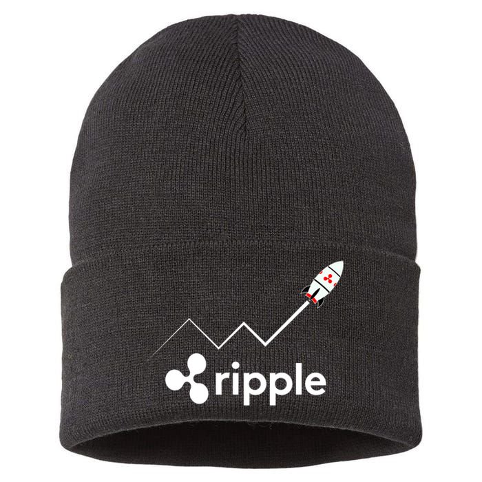 Ripple XRP To the Moon Crypto Rocket Chart Sustainable Knit Beanie