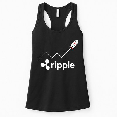 Ripple XRP To the Moon Crypto Rocket Chart Womens Tank Top