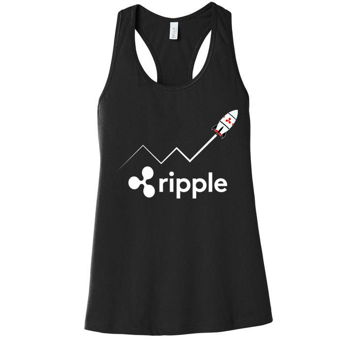 Ripple XRP To the Moon Crypto Rocket Chart Women's Racerback Tank