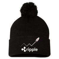 Ripple XRP To the Moon Crypto Rocket Chart Pom Pom 12in Knit Beanie