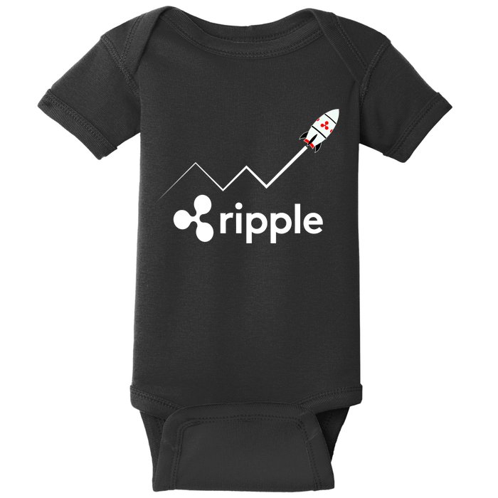 Ripple XRP To the Moon Crypto Rocket Chart Baby Bodysuit