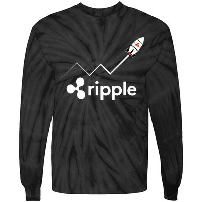 Ripple XRP To the Moon Crypto Rocket Chart Tie-Dye Long Sleeve Shirt