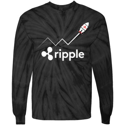 Ripple XRP To the Moon Crypto Rocket Chart Tie-Dye Long Sleeve Shirt