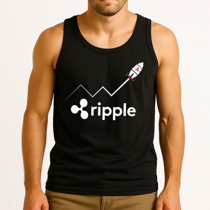Ripple XRP To the Moon Crypto Rocket Chart Tank Top
