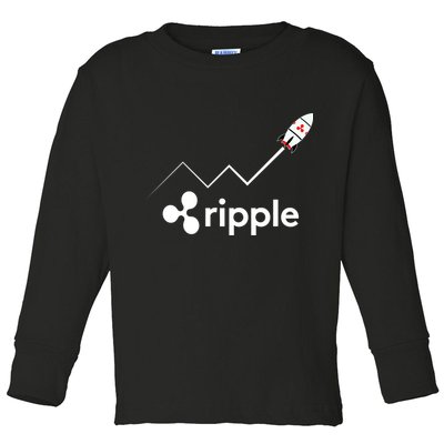 Ripple XRP To the Moon Crypto Rocket Chart Toddler Long Sleeve Shirt