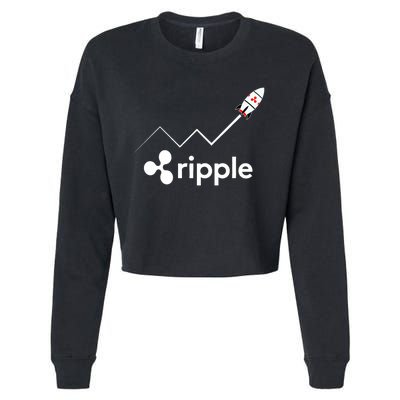 Ripple XRP To the Moon Crypto Rocket Chart Cropped Pullover Crew