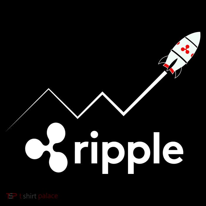 Ripple XRP To the Moon Crypto Rocket Chart Cropped Pullover Crew