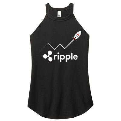 Ripple XRP To the Moon Crypto Rocket Chart Women's Perfect Tri Rocker Tank
