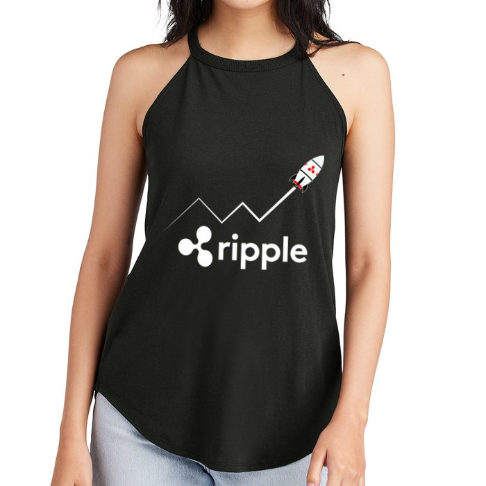 Ripple XRP To the Moon Crypto Rocket Chart Women's Perfect Tri Rocker Tank